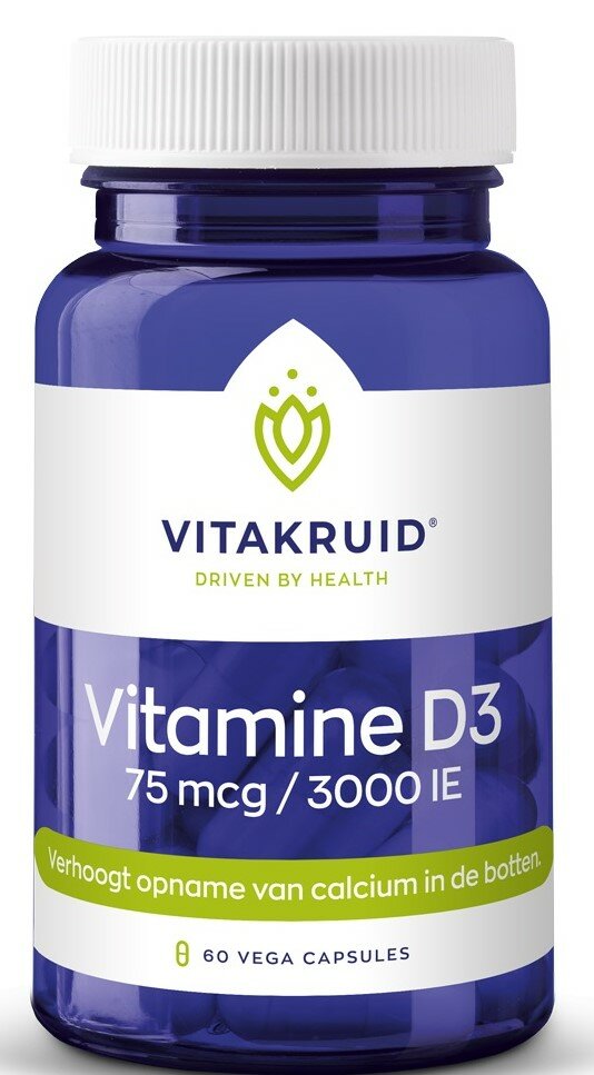 Vitamine D3 - 75 mcg / 3000 IE - 60 capsules - Vitakruid