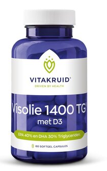 Huile de Poisson 1400 TG&reg; avec Vitamine D3 - 60 Softgels - Vitakruid